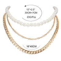 Creative Fashion Thick And Thin Chain Pearl Multi-layer Necklace Clavicle Chain Jewelry Necklace main image 6