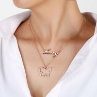 Korean Simple Multi-layer Diamond Necklace Fashion New Hollow Butterfly Letter Clavicle Chain main image 1
