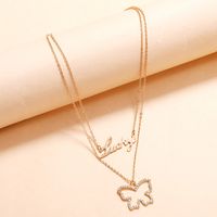 Korean Simple Multi-layer Diamond Necklace Fashion New Hollow Butterfly Letter Clavicle Chain main image 3