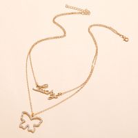 Korean Simple Multi-layer Diamond Necklace Fashion New Hollow Butterfly Letter Clavicle Chain main image 4