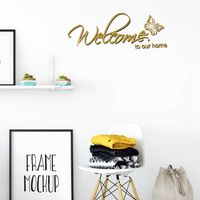 Acrylic Stereo Mirror Wall Stickers Welcome To Our Home Entrance Fitting Room Decoration Stickers main image 3