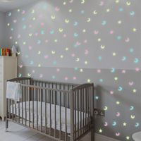 100pcs Luminous Mixed Color Stars And Moon 3d Plastic Fluorescent Children's Room Home Decoration Wall Stickers main image 1