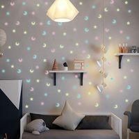 100pcs Luminous Mixed Color Stars And Moon 3d Plastic Fluorescent Children's Room Home Decoration Wall Stickers main image 3