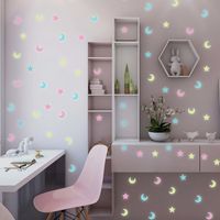 100pcs Luminous Mixed Color Stars And Moon 3d Plastic Fluorescent Children's Room Home Decoration Wall Stickers main image 5