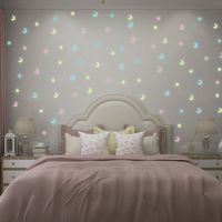 100pcs Luminous Mixed Color Stars And Moon 3d Plastic Fluorescent Children's Room Home Decoration Wall Stickers main image 6