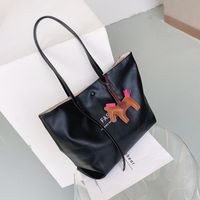 Large Capacity Soft Leather Single Shoulder Tote Bags Casual Black Bags For Women main image 6