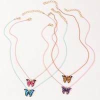New Children's Alloy Drop Oil Fashion Butterfly Money Pendant Accessory Necklace Wholesale Necklace Set sku image 1