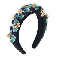 Schwamm Stirnband Diamantkette Blumen Handgenäht Vierfarbige Kopfbedeckung Mode Abschlussball Stirnband sku image 2