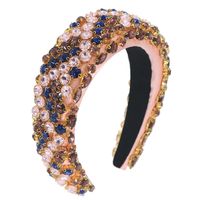 Heavy Industry Baroque Headband Sponge Crystal Glass Beads Three-color Headwear Prom Bridal Hair Accessories sku image 1