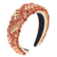 Heavy Industry Baroque Headband Sponge Crystal Glass Beads Three-color Headwear Prom Bridal Hair Accessories sku image 2