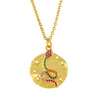Fashion Hip-hop Style Retro Gold Coin Micro-inlaid Zircon Snake-shaped Copper Necklace Sweater Chain For Women sku image 1