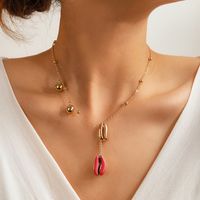 Mode Neue Bunte Muschel Einfache Runde Perlen Anhänger Halskette sku image 1