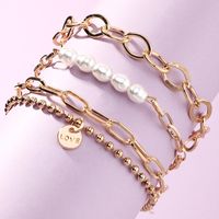 Jewelry Wholesale Fashion Simple Multi-layer Chain Geometric Bracelet Beaded Pearl Bracelet sku image 1