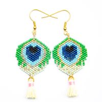 Women Earrings Creative Fashion Miyuki Rice Beads Woven Peacock Feather Ear Jewelry sku image 22