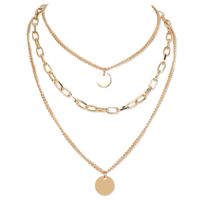 Fashion New Alloy Round Coin Simple Retro Pendant Necklace For Women sku image 1