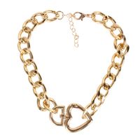 New Fashion Punk Style Thick Chain Alloy Heart Pendant Clavicle Chain Necklace sku image 1