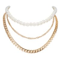 Creative Fashion Thick And Thin Chain Pearl Multi-layer Necklace Clavicle Chain Jewelry Necklace sku image 1