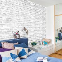 Modern White Brick Living Room Bedroom Cabinet Dining Room Bedroom Dress Up With Glue Wallpaper Stickers sku image 1
