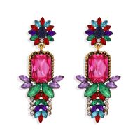 Fashion Color Diamond New Geometric Exaggerated Long Shiny Full Color Diamond Earrings main image 1