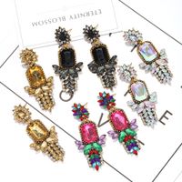 Fashion Color Diamond New Geometric Exaggerated Long Shiny Full Color Diamond Earrings main image 3