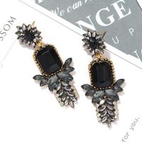 Fashion Color Diamond New Geometric Exaggerated Long Shiny Full Color Diamond Earrings main image 6