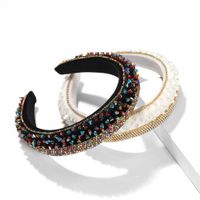 Fashion High-level Trendy Rhinestone Sponge Widened And Thickened Baroque Two-color Headband main image 6