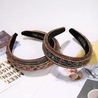 Hot Sale Korean Full Diamond High-level Sponge Belt Drill Baroque Wide Edge Rhinestone Headband main image 5