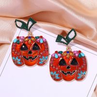 Hot-selling Halloween Pumpkin Pendant Fun Smiley Face Diamond Fashion Stud Boucles D&#39;oreilles main image 3