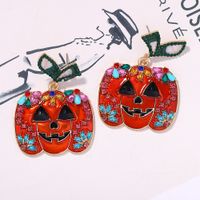 Hot-selling Halloween Pumpkin Pendant Fun Smiley Face Diamond Fashion Stud Earrings main image 4