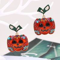 Hot-selling Halloween Pumpkin Pendant Fun Smiley Face Diamond Fashion Stud Earrings main image 5