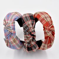 Autumn And Winter Fabric Plaid Striped Knotted Headband Girls Washing Face Hair Accessories main image 1