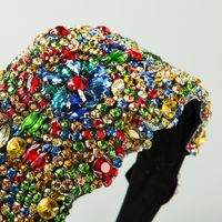 New Super Exaggerated Starry Colorful Rhinestone Wide-brimmed Headband Women's Luxury Fabric Headwear main image 5