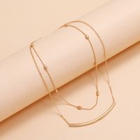New Fashion Simple Double Layered Gold Thin Chain Small Tube Pendant Necklace main image 3