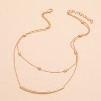 New Fashion Simple Double Layered Gold Thin Chain Small Tube Pendant Necklace main image 5