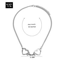 Simple Fashion  Hollow Double-heart Clavicle Chain Heart-shaped Handcuff Couple Necklace main image 6