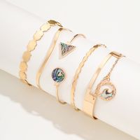 Fashion Individual Accessories Round Triangle Open Colorful Wave Pattern Bracelet 5-piece Set main image 3