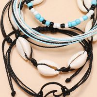 Bohemian Beach Hand-woven Foot Ornaments Natural Shell Beads Sea Wave Anklet 4-piece Set main image 4