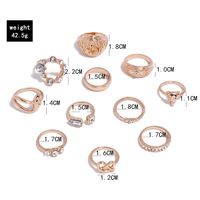 Fashion New Geometric Joint Fox Head Snake-shaped Knotted Diamond Ring 11-piece Set main image 6