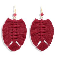 Hot-saling Hand-woven Tassel Small Wool Alloy Earrings Wholesale sku image 3