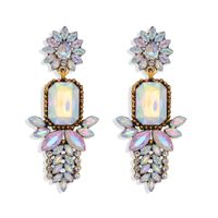 Fashion Color Diamond New Geometric Exaggerated Long Shiny Full Color Diamond Earrings sku image 4