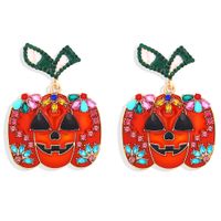 Hot-selling Halloween Pumpkin Pendant Fun Smiley Face Diamond Fashion Stud Boucles D&#39;oreilles sku image 1