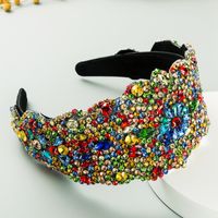 New Super Exaggerated Starry Colorful Rhinestone Wide-brimmed Headband Women's Luxury Fabric Headwear sku image 2