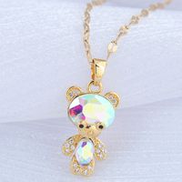 Exquisite Korean Fashion Sweet Ol Simple Flash Diamond Bear Women's Copper Necklace main image 3
