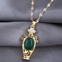 Exquisite Korean Fashion Sweet Ol Simple Vase Jade Copper Necklace For Women main image 3