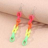 Simple Geometric Square Creative Colorful Resin Chain Long Earrings main image 4