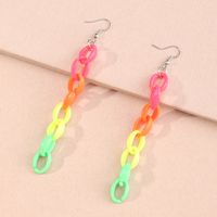 Simple Geometric Square Creative Colorful Resin Chain Long Earrings main image 5