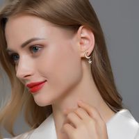 S925 Silver Star Tassel Inlaid White Mother-of-pearl Moon Long Earrings main image 3