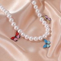 Perle Bunte Schmetterling Schlüsselbein Kette Einfache Kurze Damen Halskette main image 5