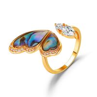 New Fantasy Seashell Wings Colorful Butterfly Micro-inlaid Zircon Copper Open Ring main image 1