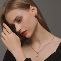 New Fashion Moonstone Opal Pendant Necklace Ring Earrings Set Bridal Jewelry main image 1